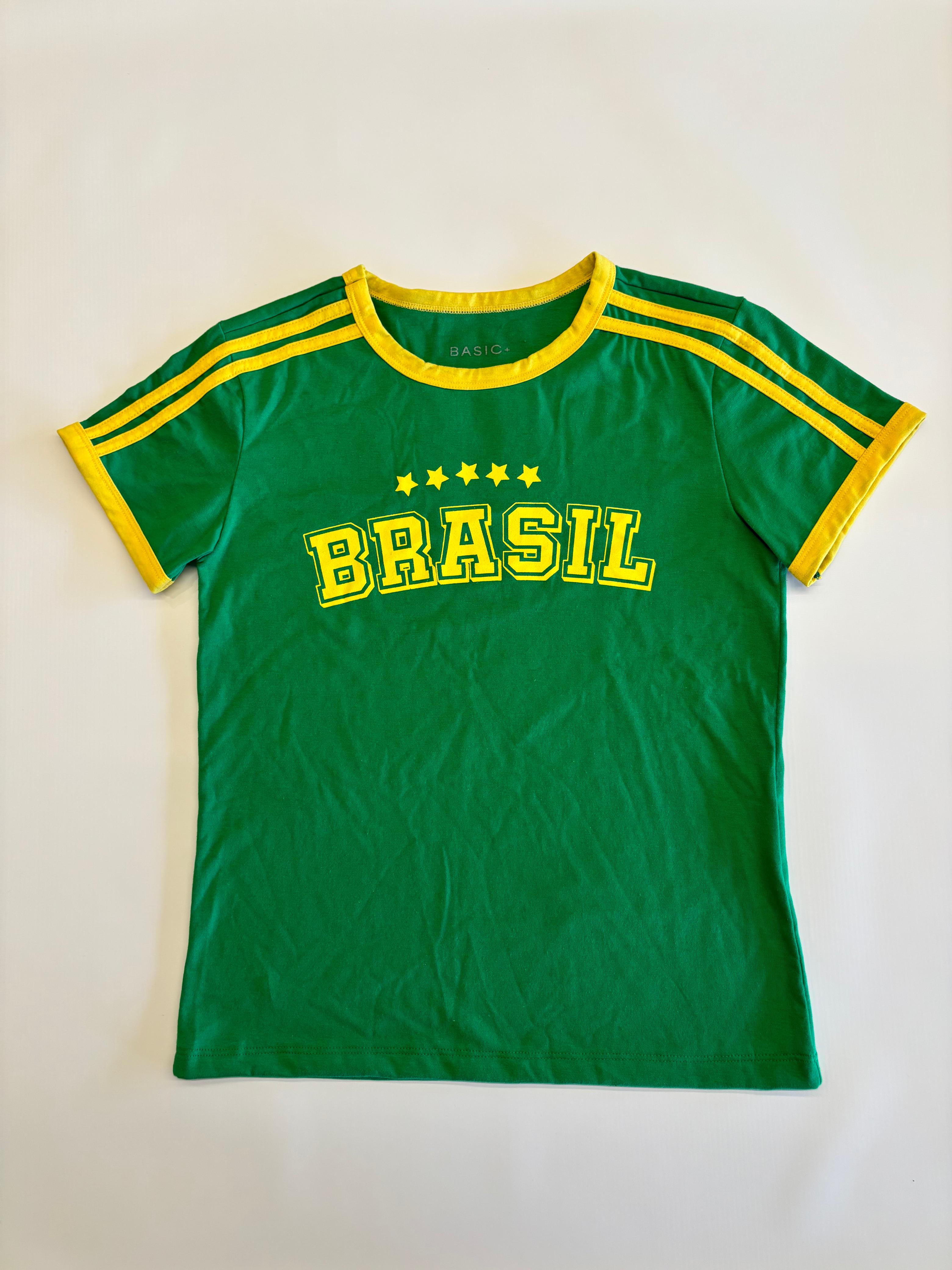 Blusa Feminina Basic+ Tiras Brasil Algodão e Poliéster Verde
