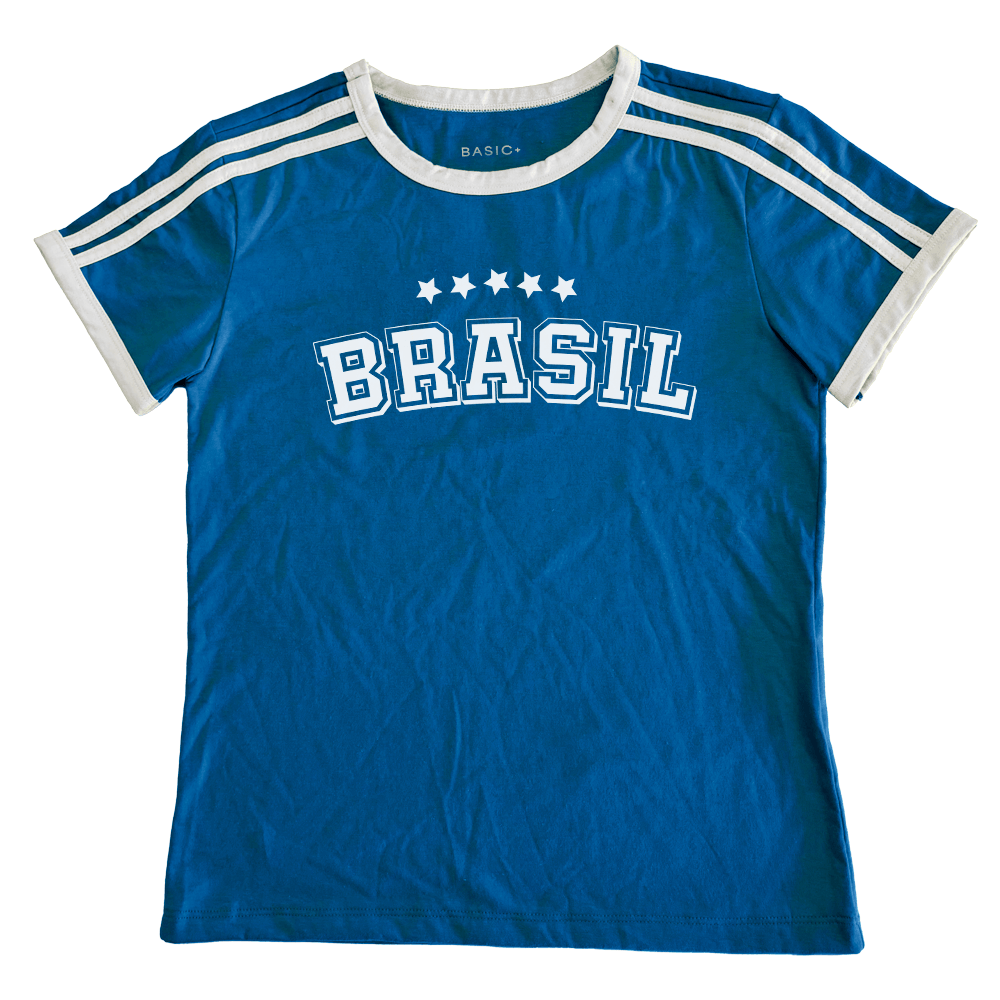 Blusa Tiras Feminina Basic+ R142 Algodão e Poliéster Azul