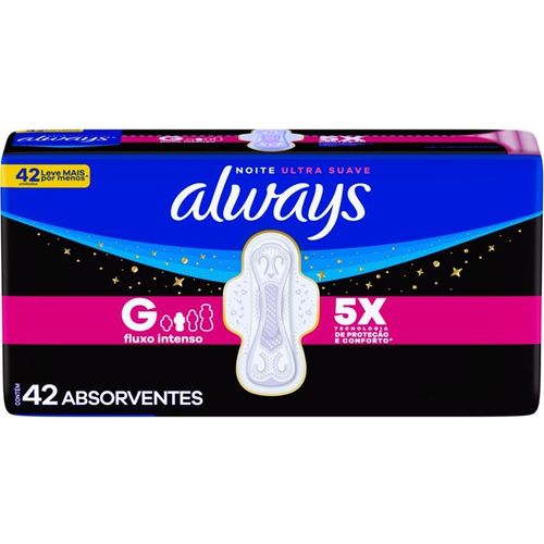 Absorvente Proteção Noturna Always Noite Ultra Suave com Abas G 42 Unidades