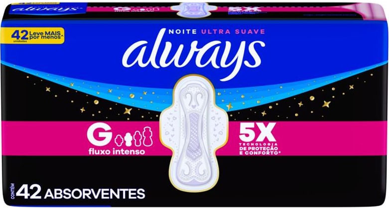Absorvente Proteção Noturna Always Noite Ultra Suave com Abas G 42 Unidades