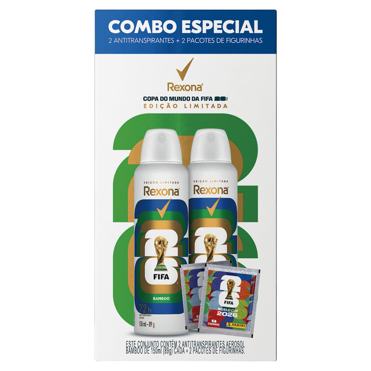 Kit Desodorante Antitranspirante Feminino Rexona Bamboo 72h 2 Unidades 150ml