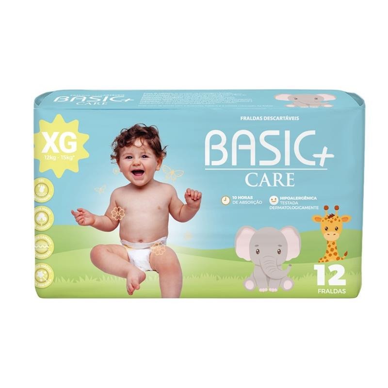 Fralda Descartável 12 Unidades XG Basic+ Care 10h de Proteção