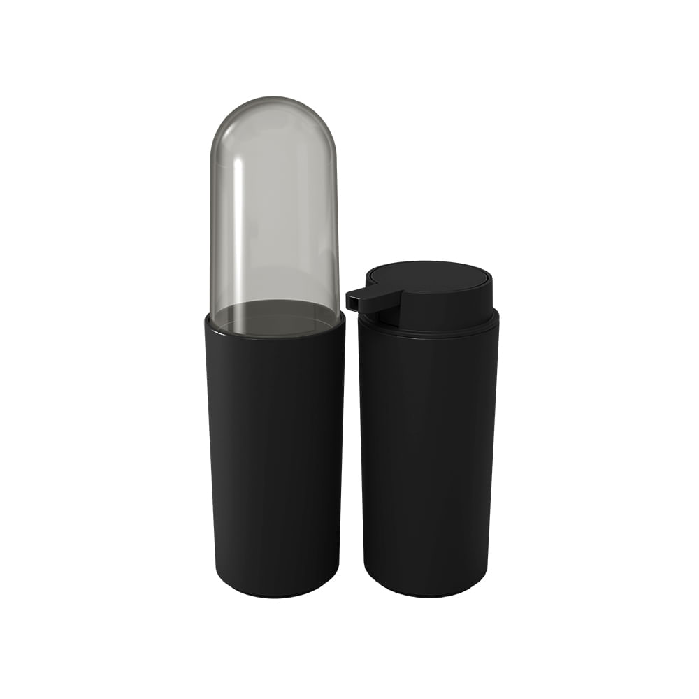 Conjunto para Banheiro Polipropileno 2 Peças Coza Serene Preto com Tampa