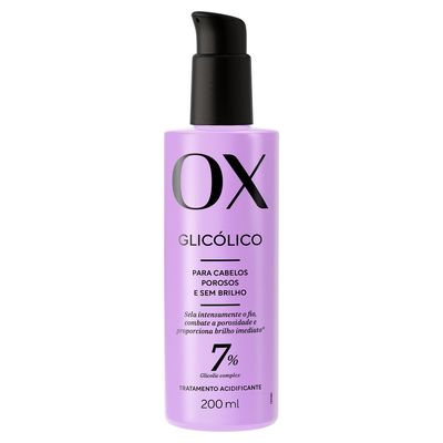 Creme Tratamento Acidificante Brilho Imediato 200ml Ox Cosméticos OX Glicólico para Cabelos Porosos