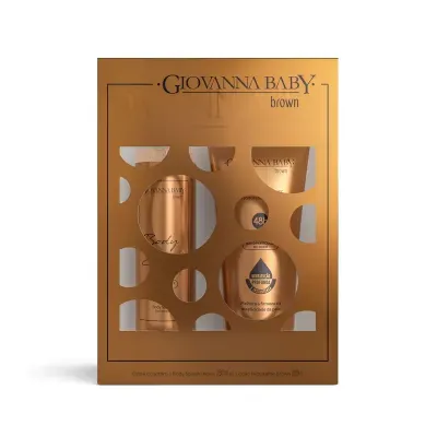 Kit Body Splash Brown Ámbar Baunilha 260ml e Loção Hidratante Brown Ámbar Baunilha 200ml Giovanna Baby