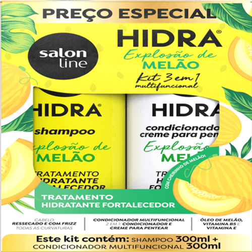 Kit Shampoo + Condicionador Hidratação Profunda Antifrizz 300ml Salon Line Hidra Melão Vegano
