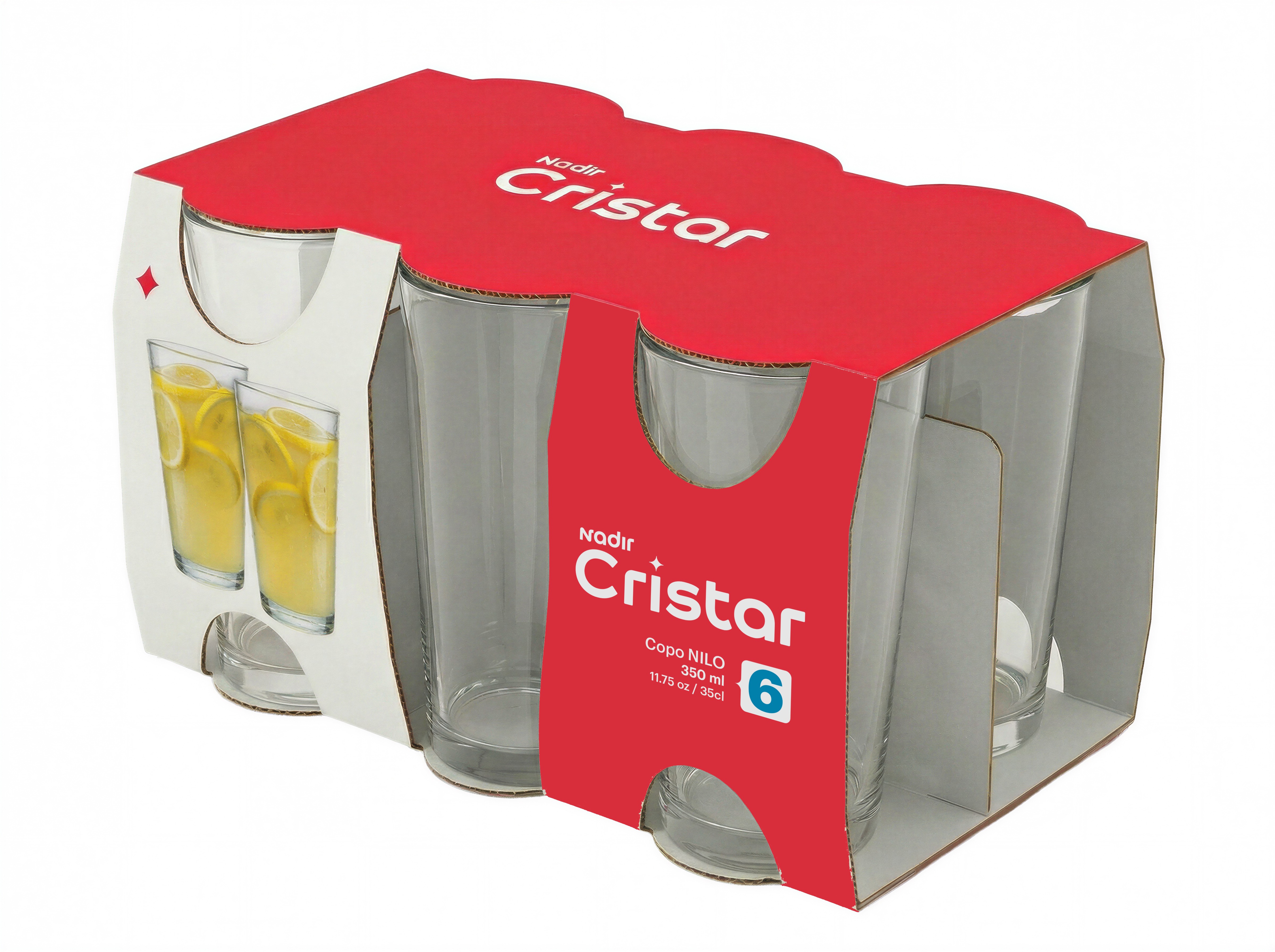 Jogo de Copos Vidro 350ml Nadir Nilo 6 Peças Resistente