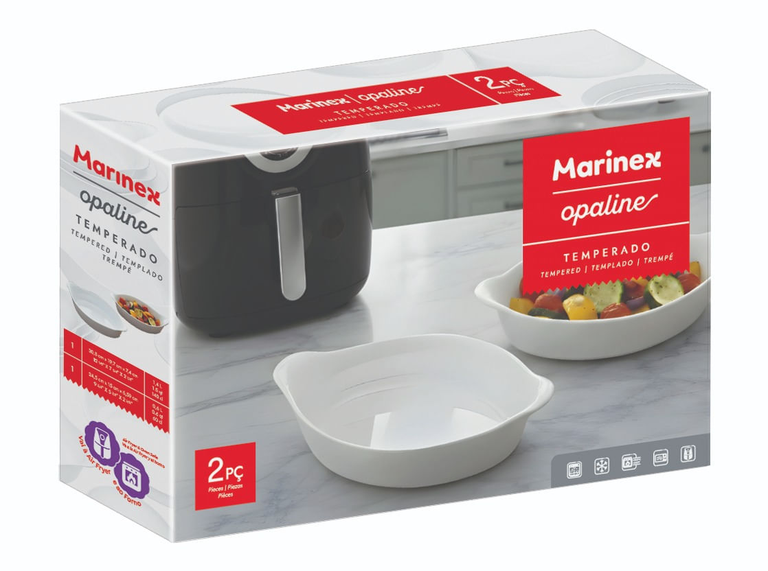 Conjunto de Assadeiras Vidro Temperado 2 Peças Nadir Marinex Opaline Forno e Lava-louças