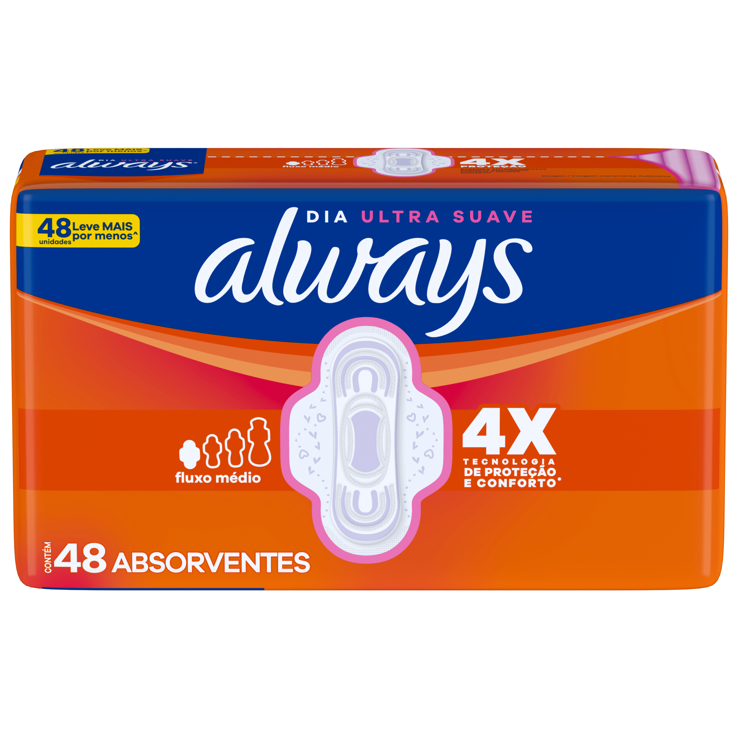 Absorvente Higiene Íntima Always Dia Ultra Suave com Abas 48 Unidades