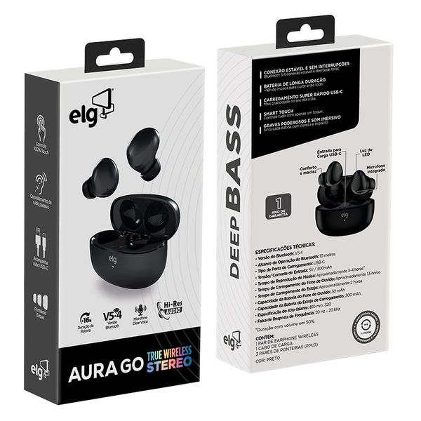FONE DE OUVIDO PRETO TWS-ARGO BK - ELG