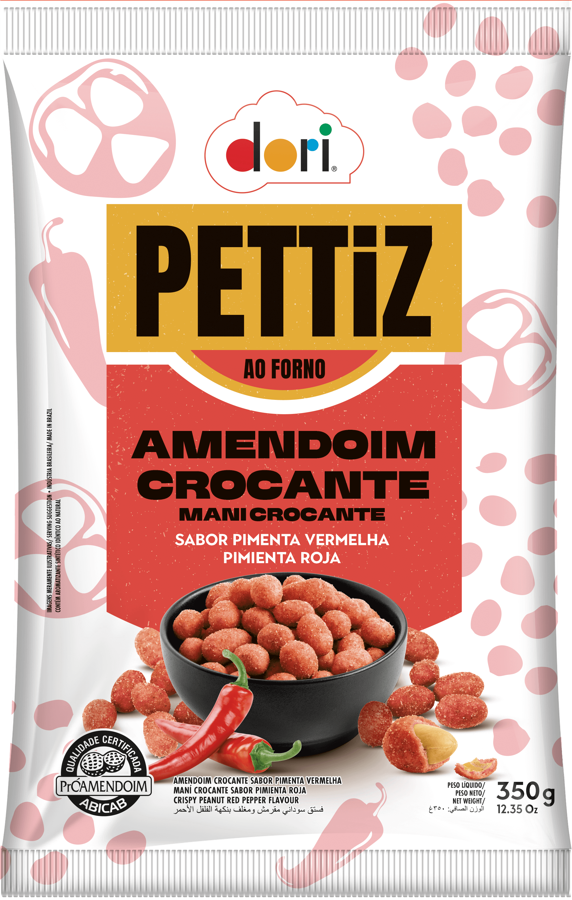 Amendoim Crocante Pimenta Vermelha Pettiz Dori 350g Snack Picante