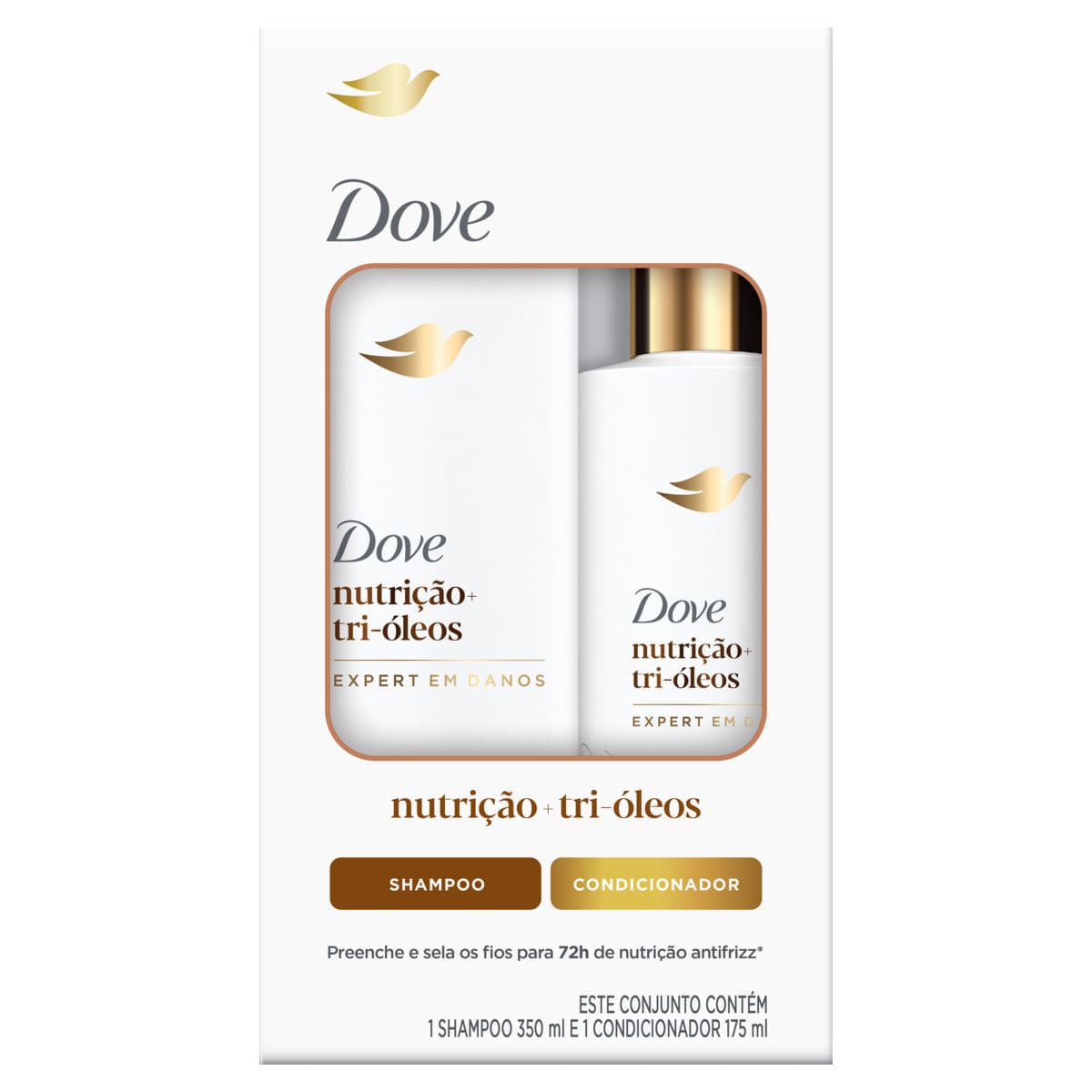 Kit Shampoo 350ml + Condicionador 175ml Dove Nutrição Tri-Óleos Cabelos Secos e Ressecados
