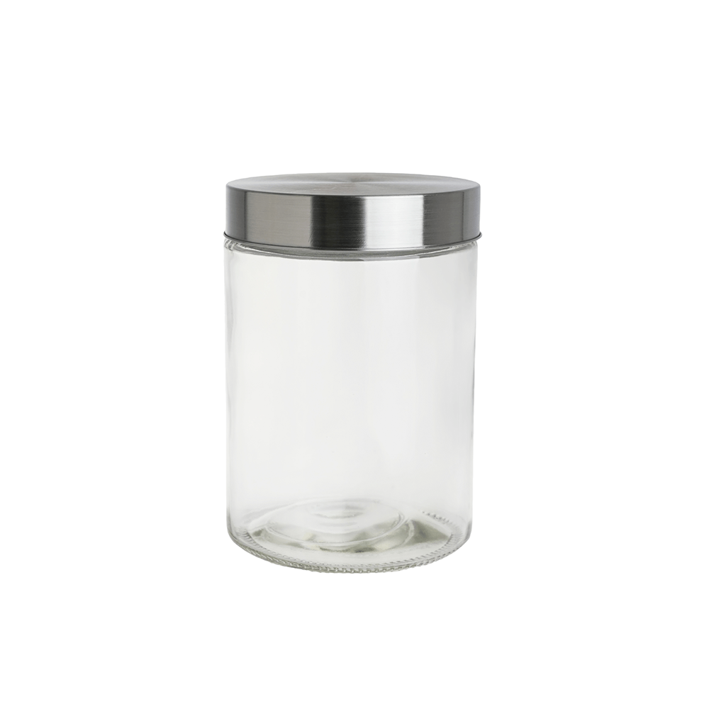 Pote de Vidro 1,2L Casual Home com Tampa Inox Mantimentos