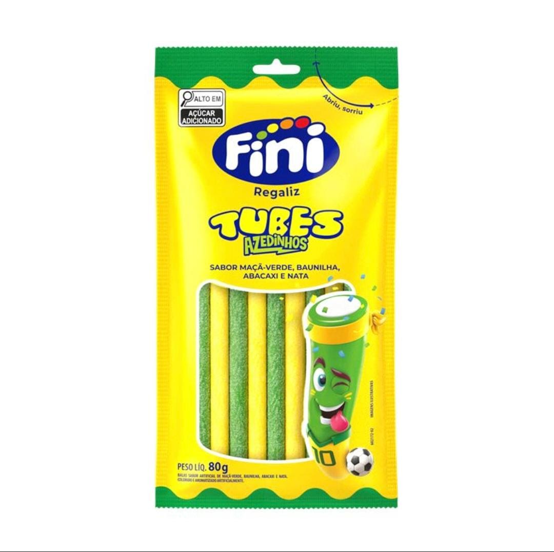 Bala de Gelatina Tubes Abacaxi e Maçã Verde Fini 80g Edição Limitada