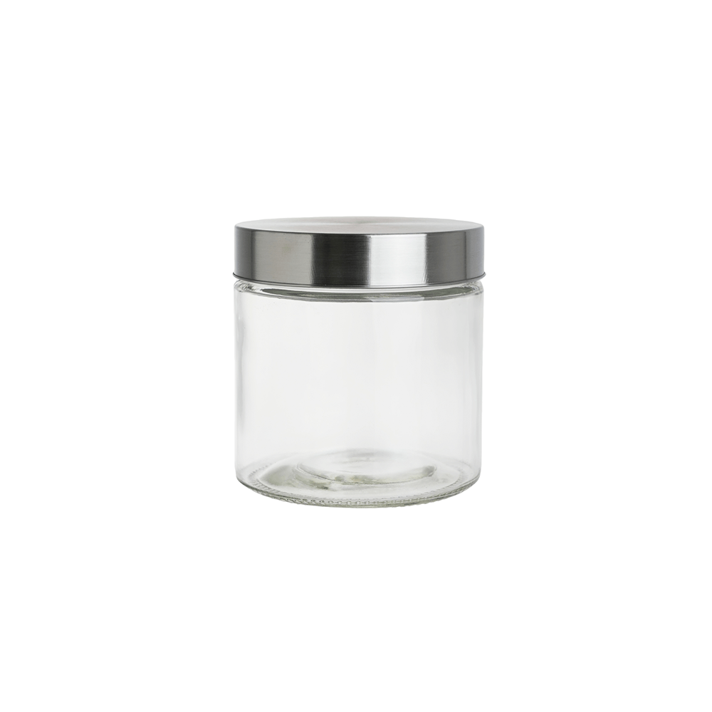 Pote Redondo Vidro 850ml Casual Home Tampa Inox Vedação Hermética