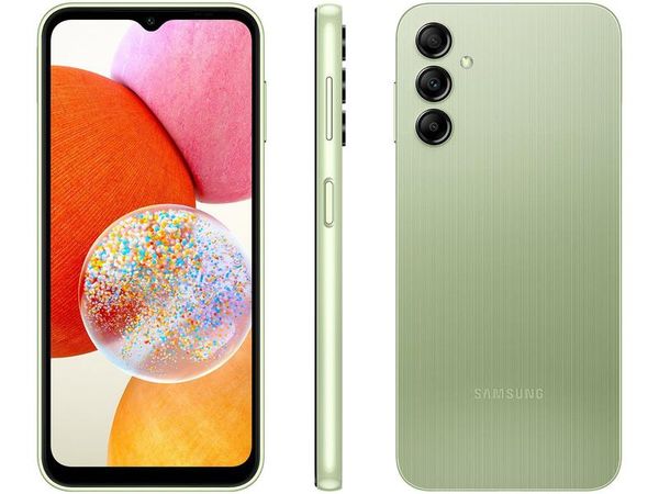 Smartphone Samsung Galaxy A14 64 GB Verde Lima 4G Octa-Core 4GB RAM 6,6" Câm. Tripla + Selfie 13MP Dual Chip