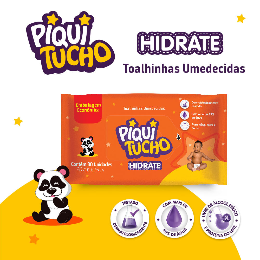 Lenço Umedecido Dermatologicamente Testado Cremer Piquitucho Hidrate 80un
