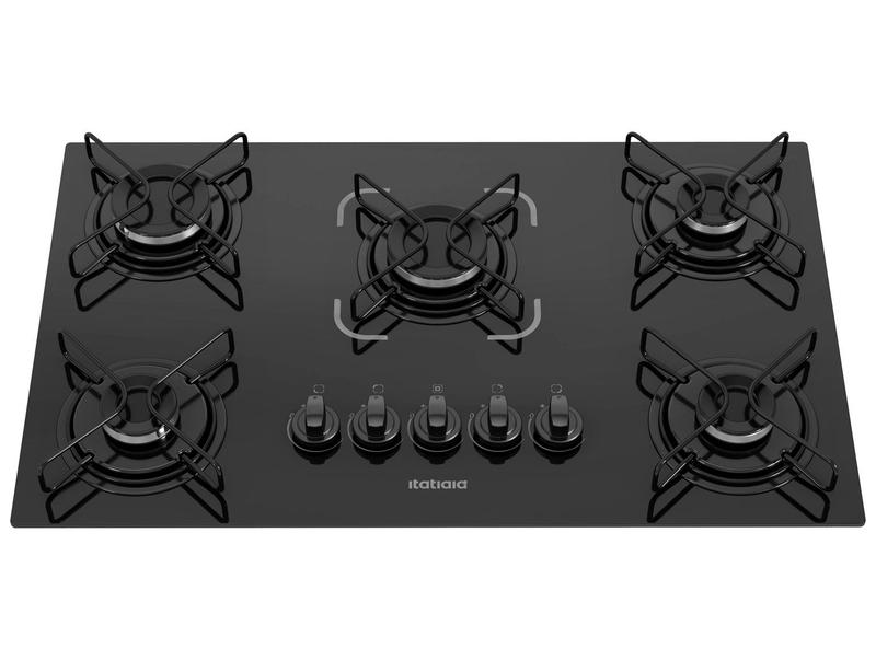 Cooktop 5 Bocas a Gás GLP Itatiaia Essencial Vidro Temperado Bivolt