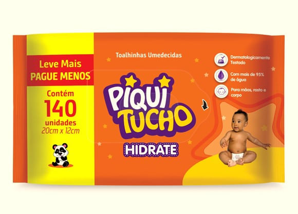 Lenço Umedecido Dermatologicamente Testado Cremer Piquitucho Hidrate 140un