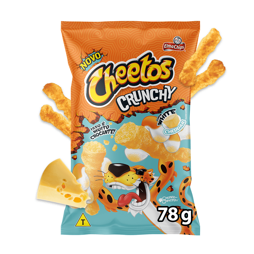 Salgadinho de Milho Crunchy White Cheddar Elma Chips 78g Crocante