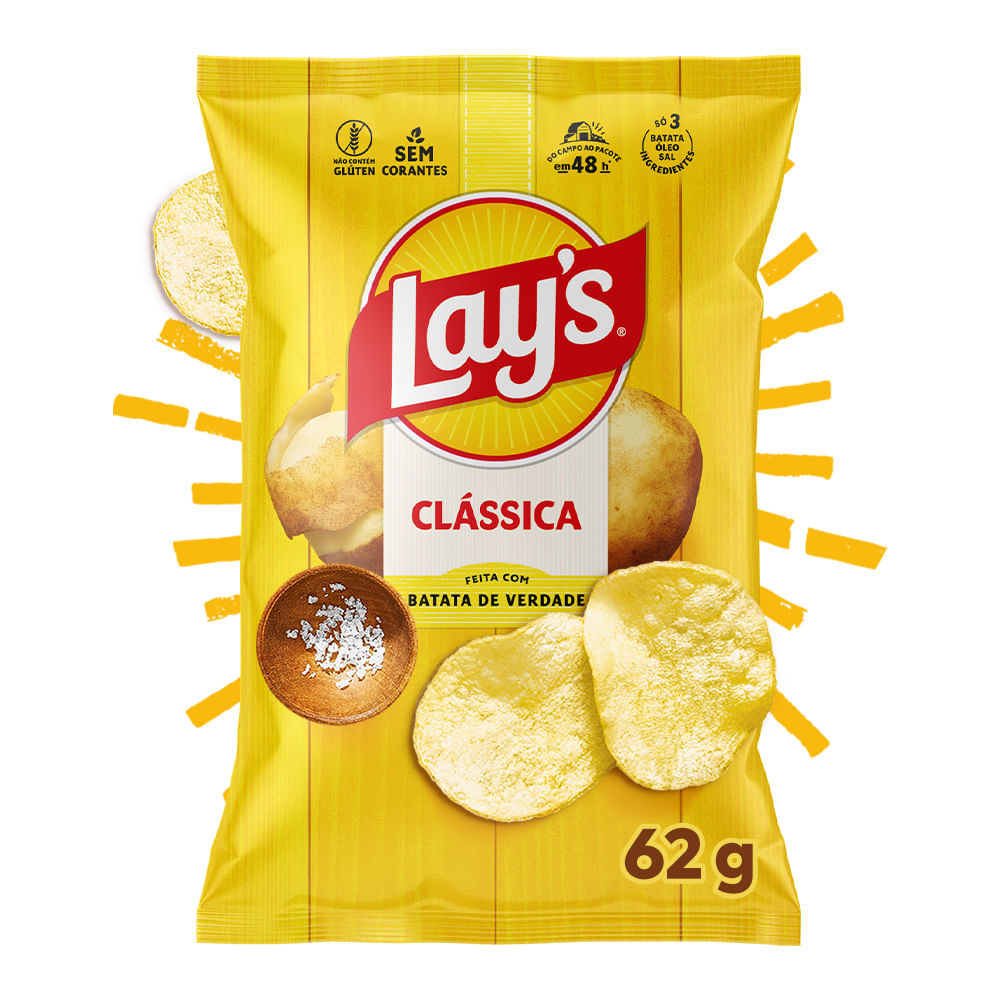 Batata Frita Lisa Clássica Elma Chips 62g Sem Glúten