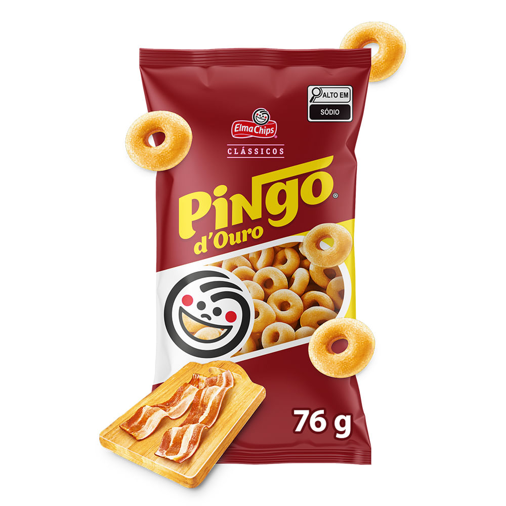 Snack Salgado Bacon Pingo d'Ouro Elma Chips 76g Crocante