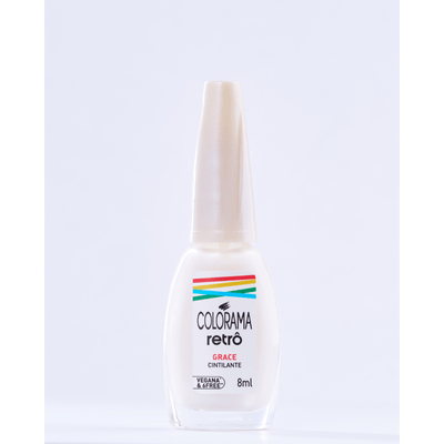 Esmalte Colorama Retrô Grace 8ml Branco Cintilante Vegano Longa Duração
