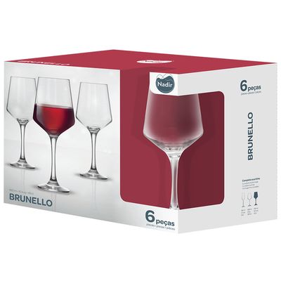 Jogo de Taças Vidro 490ml Nadir Brunello para Vinho e Água