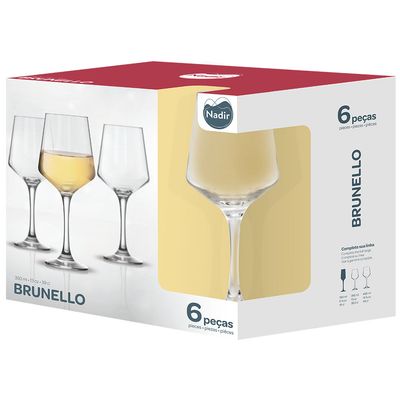 Jogo de Taças Vidro 390ml Nadir Brunello 6 Peças Vinho e Água