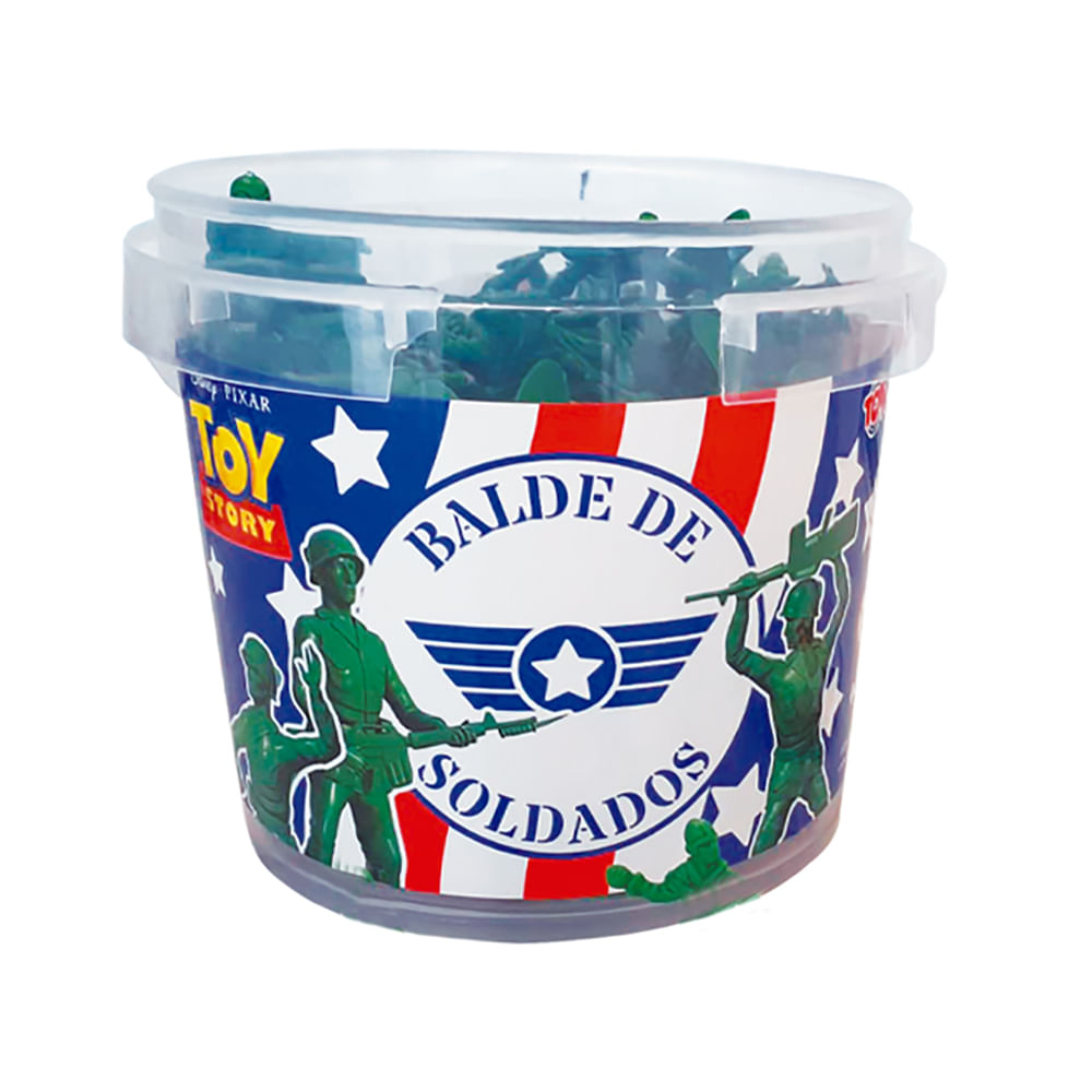 Boneco Miniatura Balde de Soldadinhos Toyng Toy Story Disney Verde