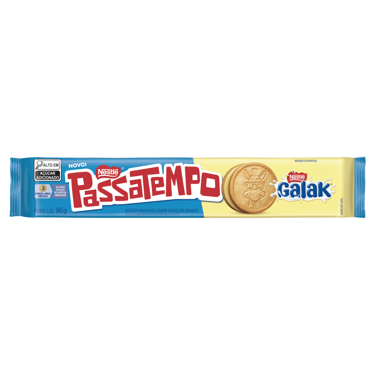 Biscoito Recheado Chocolate Branco Passatempo Galak Nestlé 90g Crocante