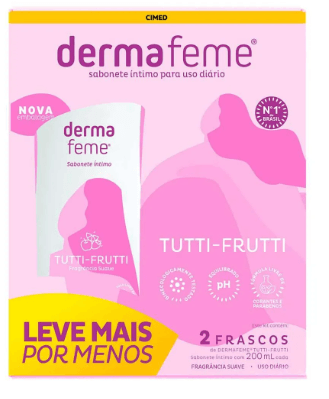 Kit Sabonete Íntimo Dermafeme Tutti-Frutti Cimed 2 Unidades 200ml