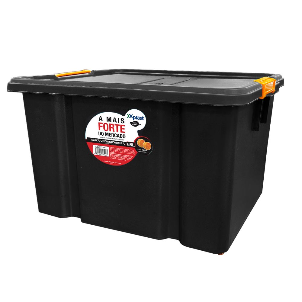 Caixa Organizadora Polipropileno 60L Homeplay com Rodas e Tampa