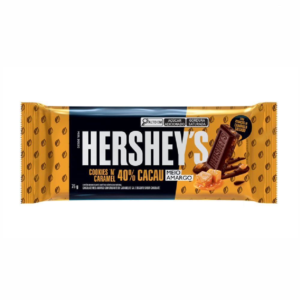 Chocolate Meio Amargo Caramelo Salgado Hershey's 75g Barra