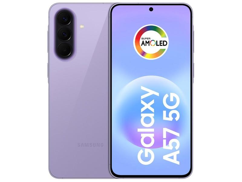 Smartphone Samsung Galaxy A57 256GB 5G 8GB RAM Lilás 6,7" Câm Tripla + Selfie 12MP