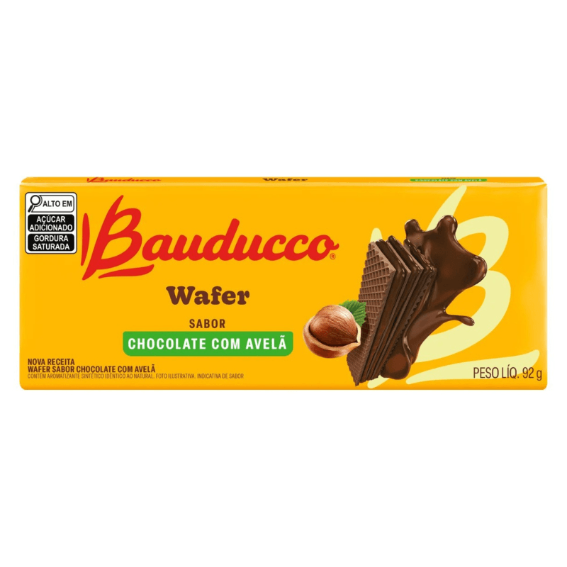 Biscoito Wafer Chocolate e Avelã Bauducco 92g Crocante