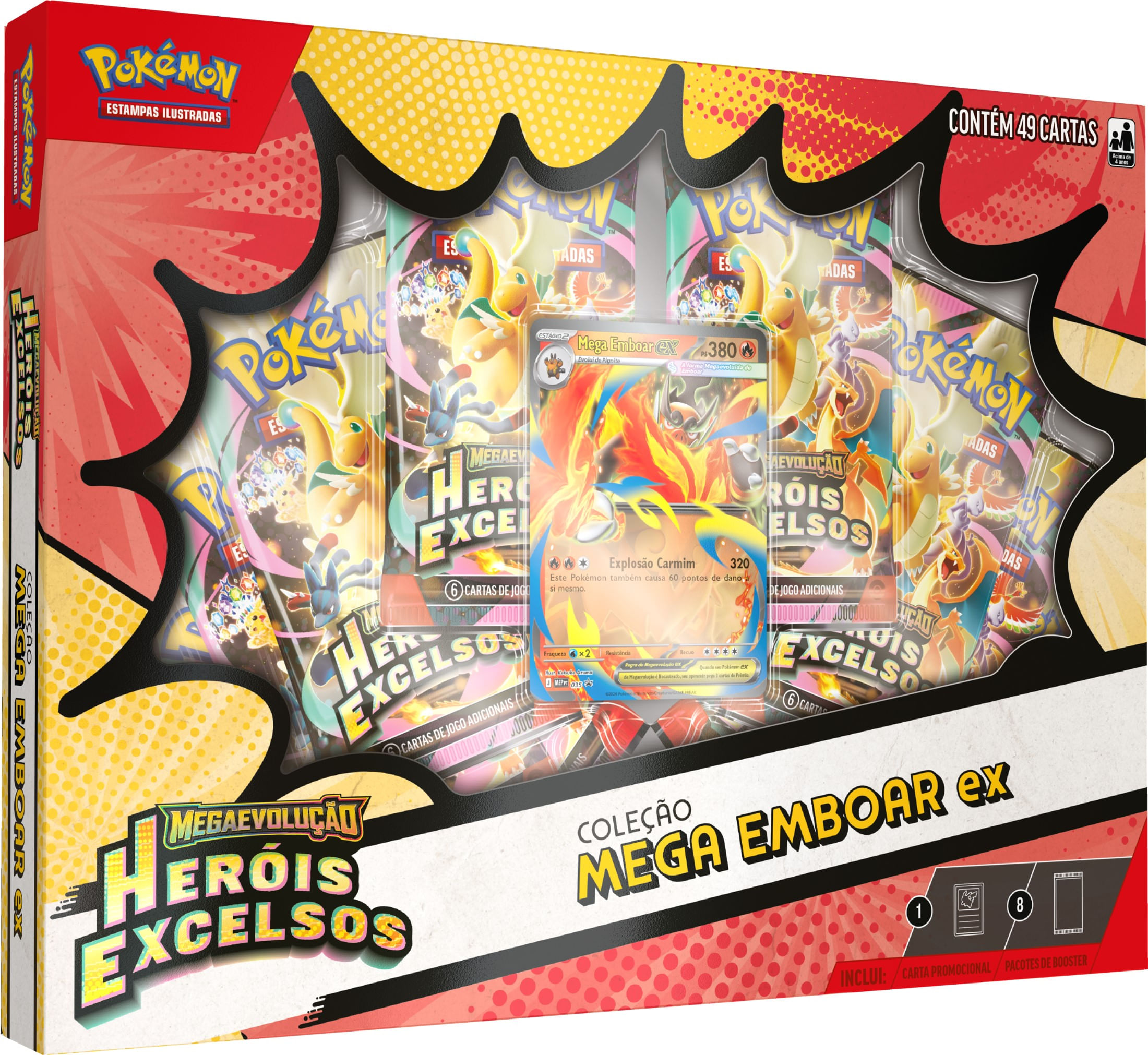 Jogo de Cartas Pokémon Copag Coleção Heróis Excelsos com 8 Boosters e Carta Holográfica