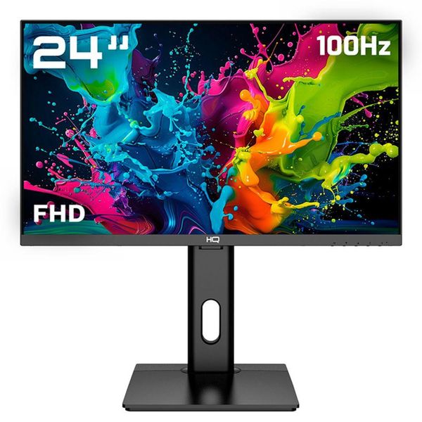 Monitor HQ Pro 24” LED, 100Hz Full HD, Ergonômico, Ajuste de Altura e Rotação, frameless, HDMI + DP – HQ24AJ100