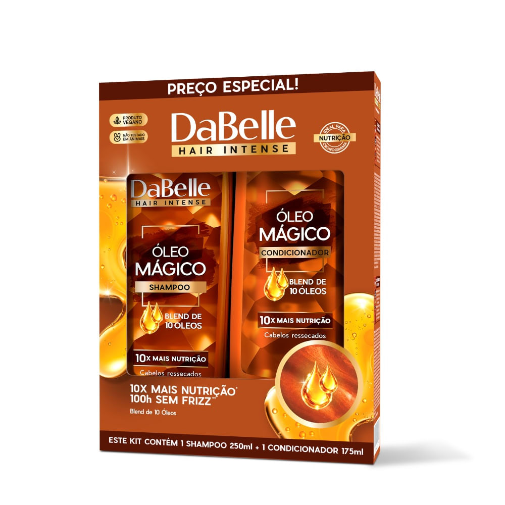 Kit Shampoo e Condicionador Nutritivo DaBelle Óleo Mágico Cabelos Ressecados 425ml