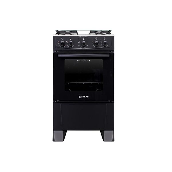 Fogão Atlas 4 Bocas Mesa de Inox Coliseum Plus Preto