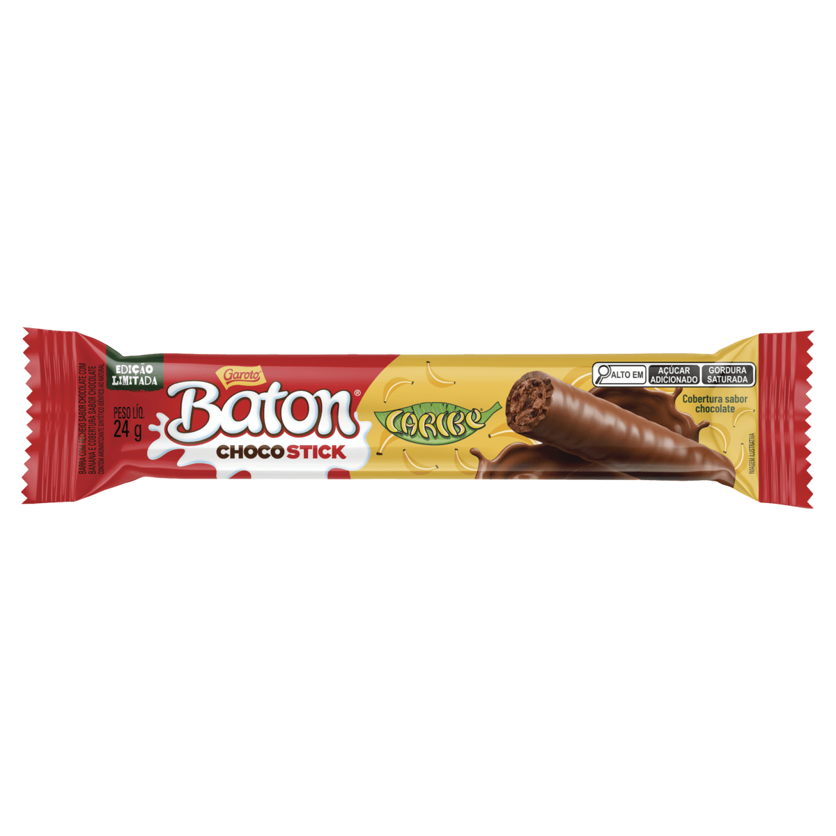 Chocolate ao Leite com Banana Baton Chocostick Garoto 24g Recheado