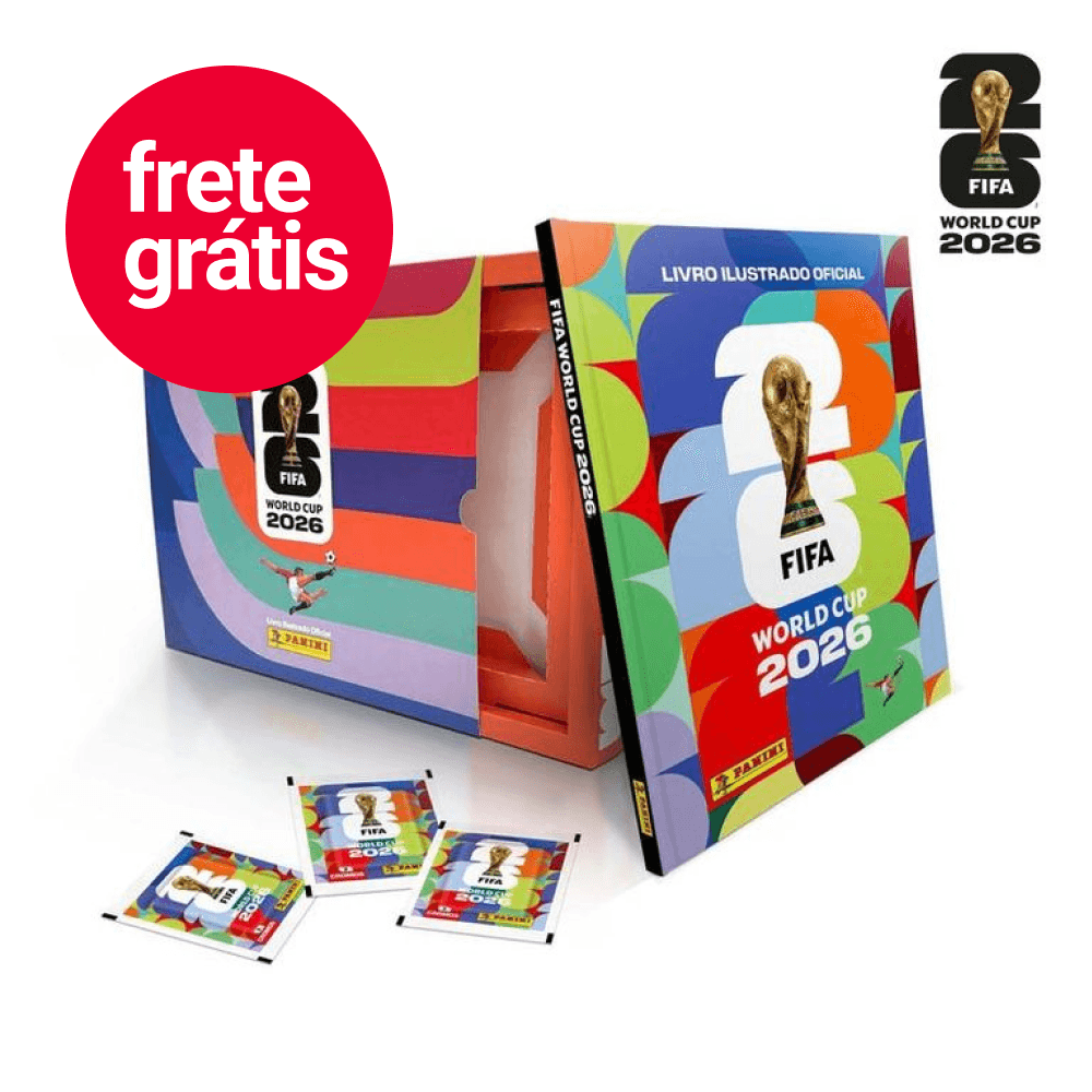 Box Gaveta Álbum de Figurinhas Capa Dura (Colorido) Copa do Mundo FIFA 2026 EUA com 60 Pacotes de Figurinhas Panini