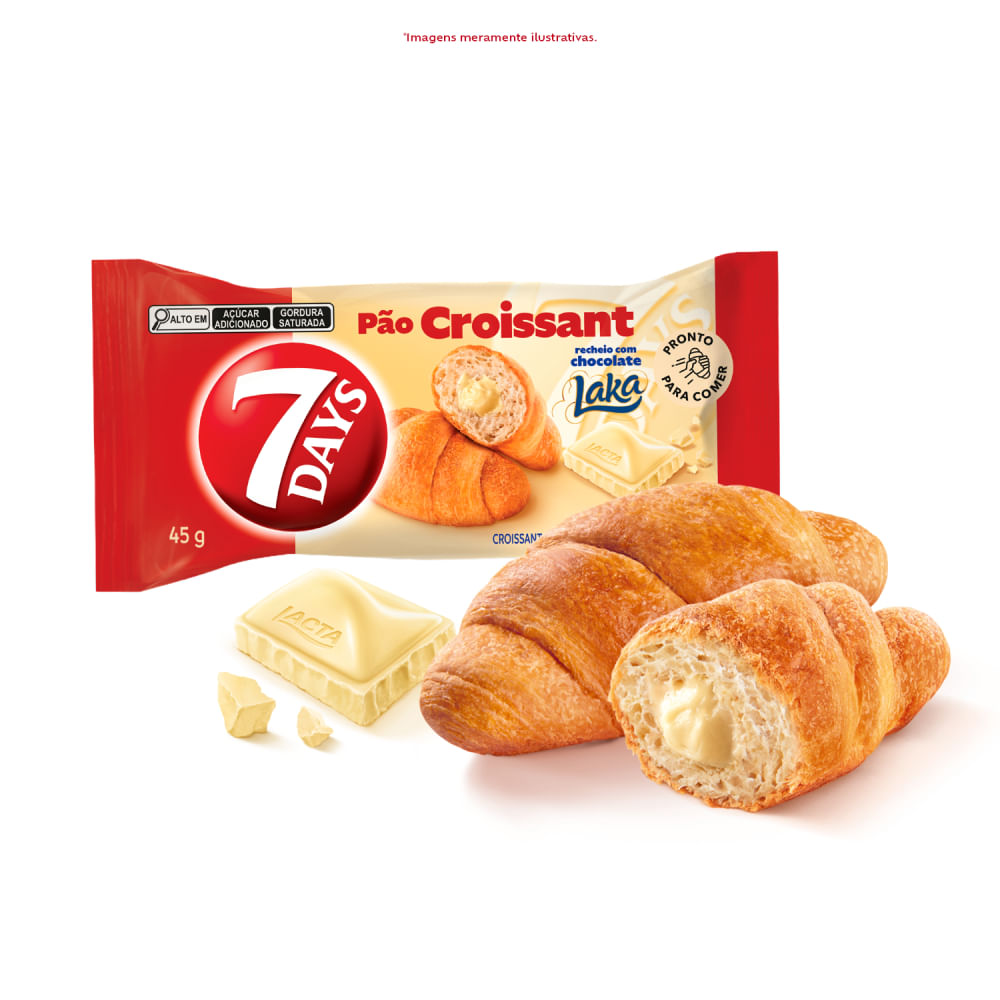 Croissant Chocolate Branco Laka 7Days 45g Pronto para Consumo