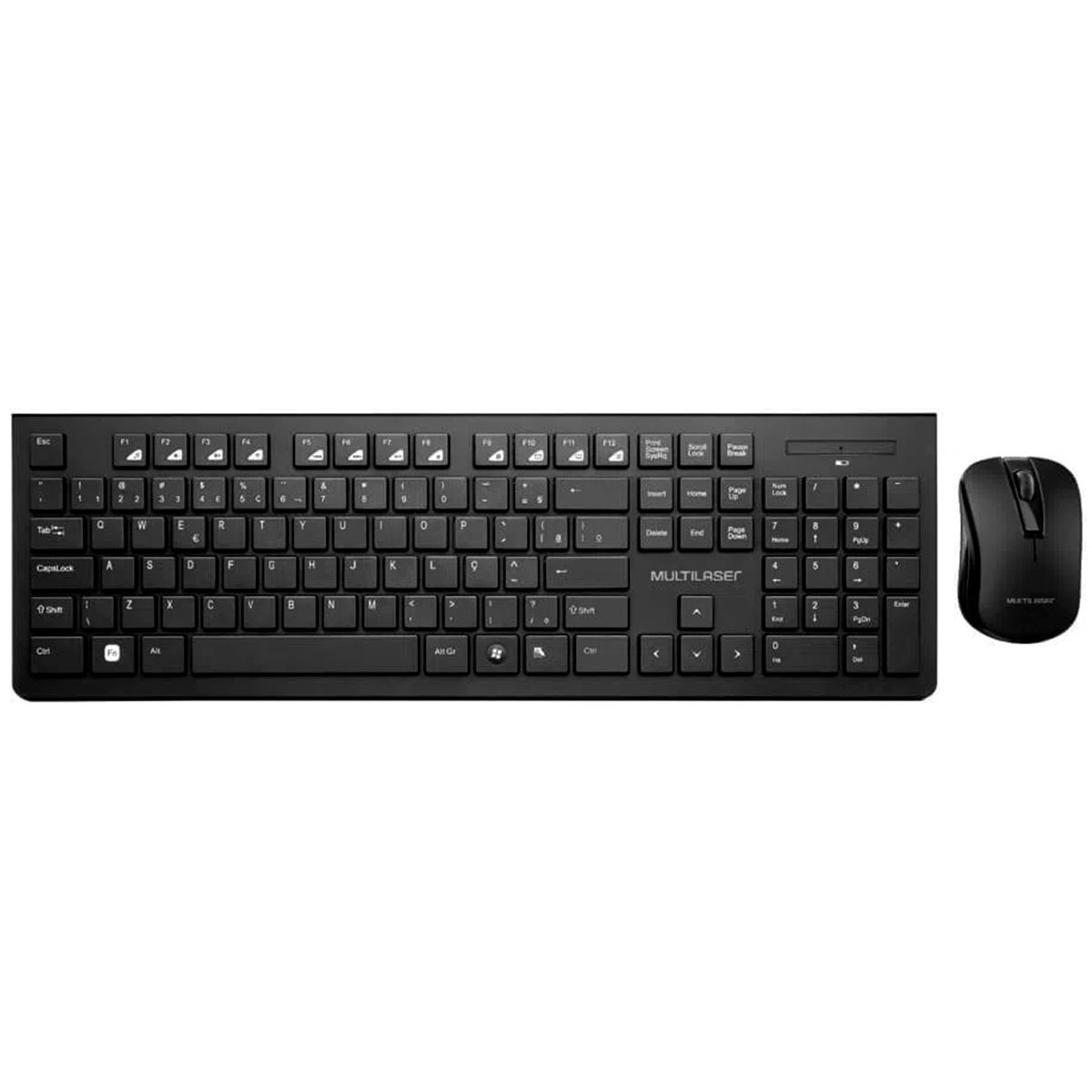 Kit Teclado e Mouse Sem Fio Multilaser TC212 2.4GHz 1200DPI 107 Teclas Multimídia USB Preto
