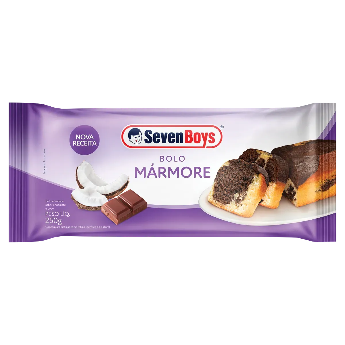 Bolo Mármore Baunilha e Chocolate Seven Boys 250g Macio