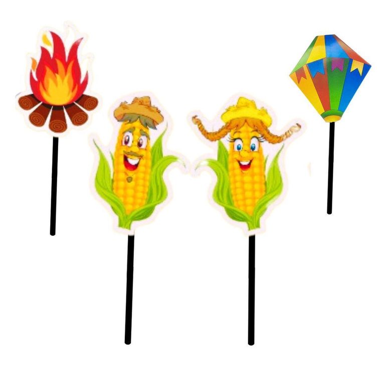 Espeto Decorativo Festa Junina Festive Figuras 6cm com 10 Unidades
