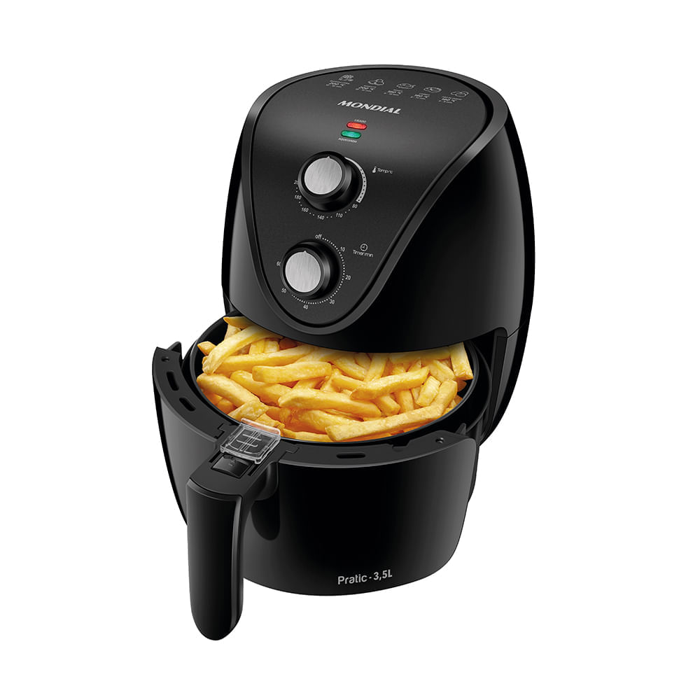Fritadeira Elétrica Sem Óleo Mondial AF-35-BF 3,5L 1500W 220V Preto/Prata