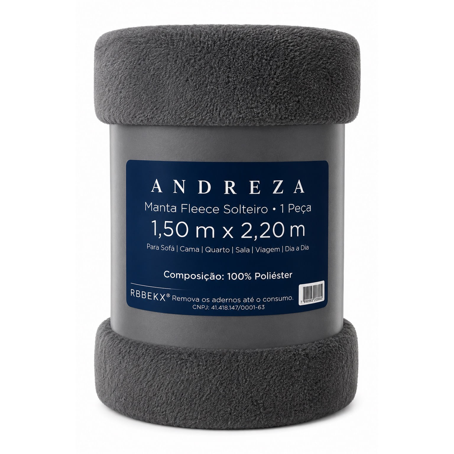 Manta Solteiro Fleece Liso Andreza Toque Macio Sortido