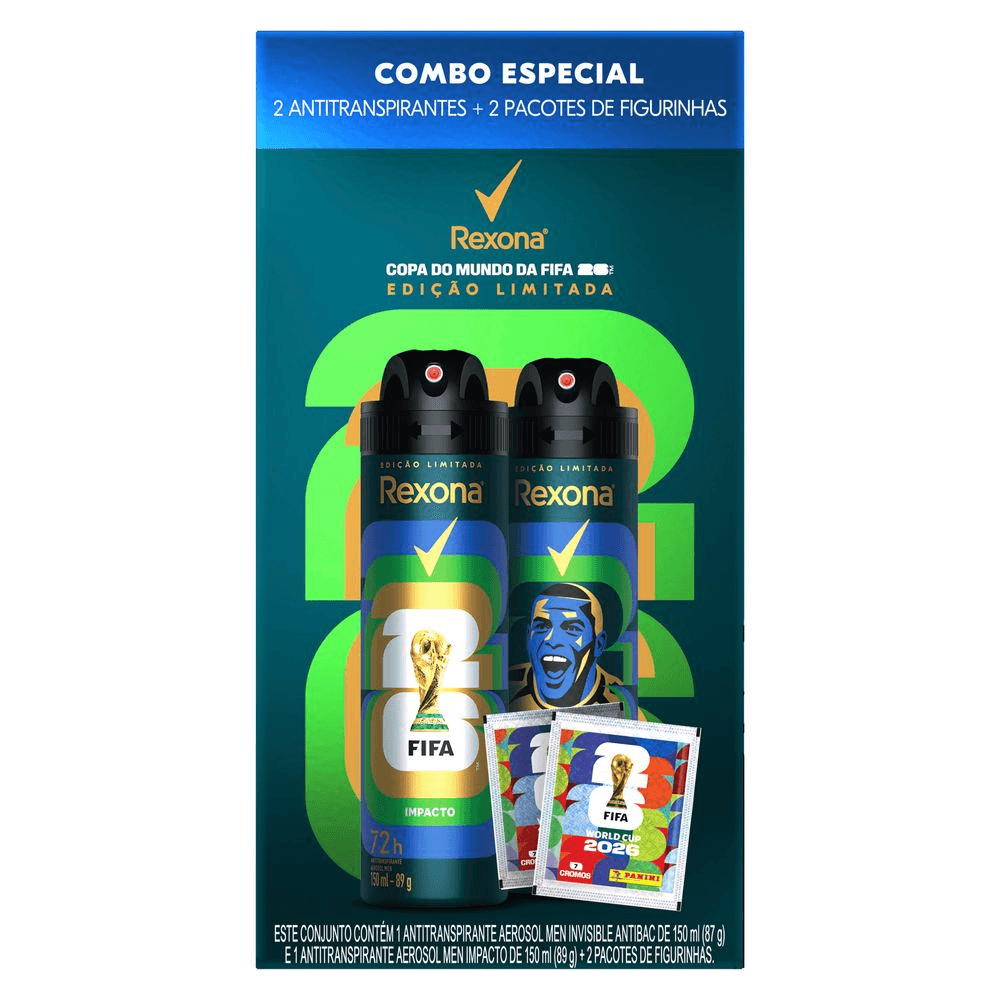 Kit Desodorante Antitranspirante Rexona Men Edição Limitada FIFA 150ml 2 Unidades