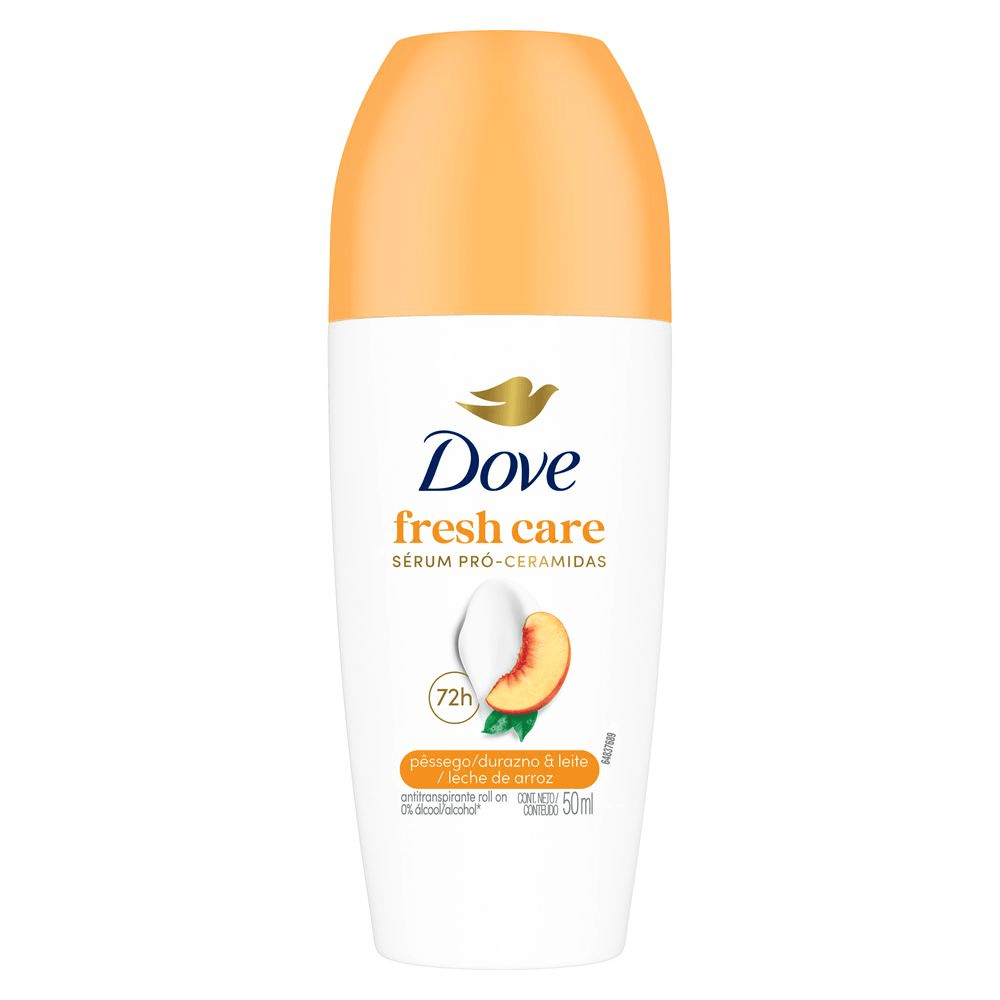 Desodorante Antitranspirante Roll-On Hidratante Dove Fresh Care Pêssego & Leite de Arroz 50ml